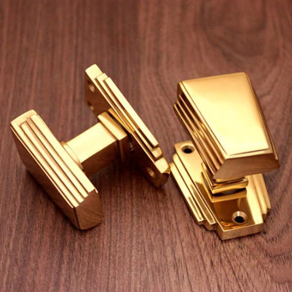 Antique Old Style Solid Brass Vintage Art Deco Mortice Door knobs Polished Brass