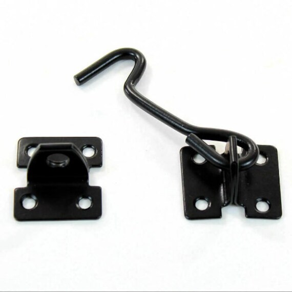5x BLACK CABIN HOOK & EYE CATCHES Patio Door Hutch Cage Outdoor Latch