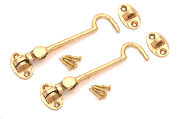 Pack of 2 X 4 Cabin Hook and Eye Latch Lock Brass Shed Door Gate