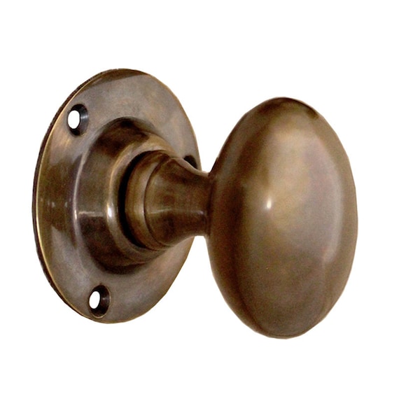 Pair of Victorian Period Reproduction Oval Mortice Door Knob Handle Set  Brass / Nickel / Antique 