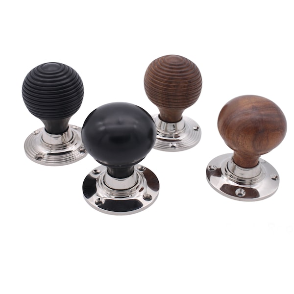 Wooden Traditional Victorian Mortice Rim Door Knobs / 100% Pure Ebony Wood & Rosewood Door Knobs / 4 Designs …