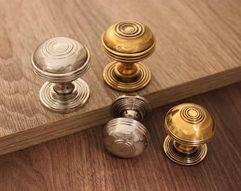 Solid Brass / Nickel Antique Period Old Style Door Knobs Cupboard Drawer Furniture Handle Cabinets