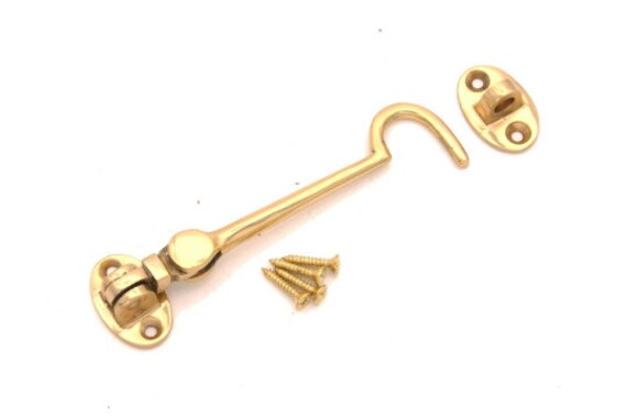 4 100mm Heavy Duty Cabin Hook and Eye Latch Lock Solid Brass Shed