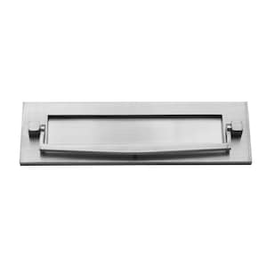 Placa para cartas postales de latón macizo de 10” y 250 mm con resorte, de estilo victoriano, resistente, con aldaba en cromo satinado, ideal para puertas internas y externas