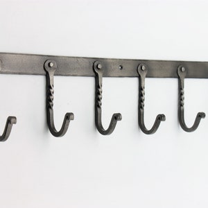 Antique Vintage Style Twisted Pewter Cast Iron 6 Hooks Coat Rack