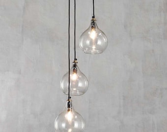 Vintage Style Clear Cluster Glass Pendant Light living Room, Bedroom Lighting | Hanging Lights | Contemporary Ceiling Lights