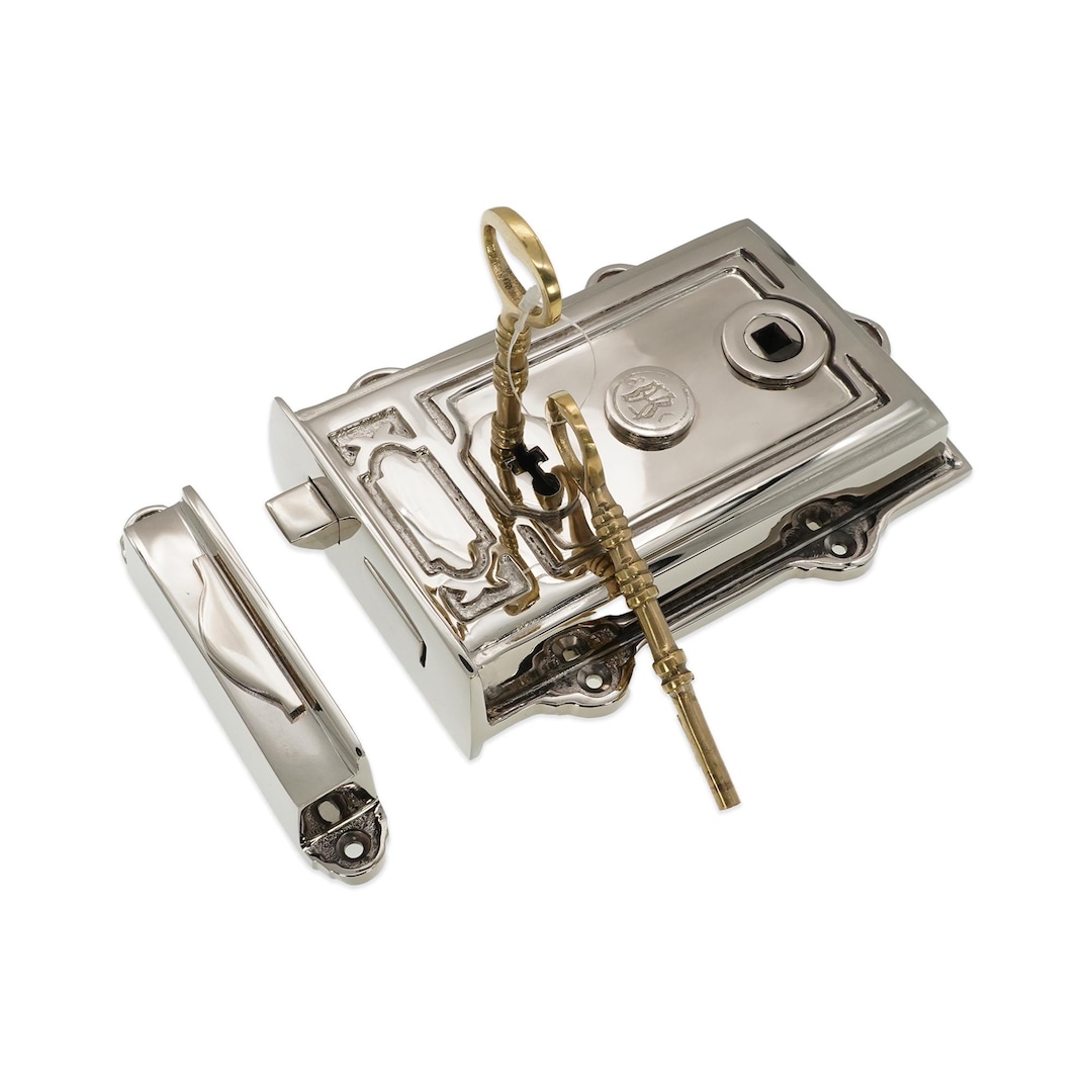 Victorian Davenport Solid Brass Rim Gate Latch Lock Set - Polished ...