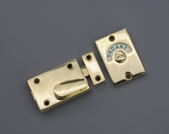 Polished Brass Bathroom Indicator Bolt Vacant Engaged Sign WC Toilet Door Privacy Latch Lock