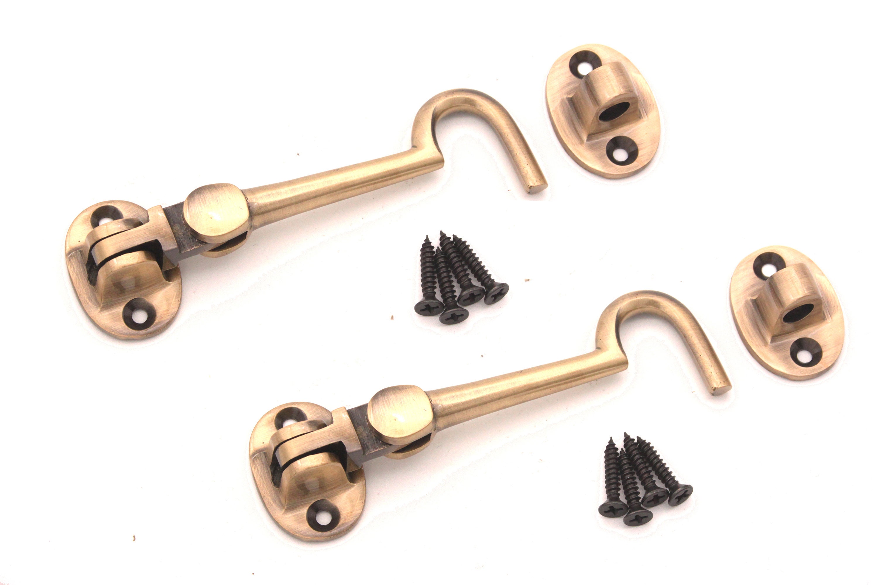 Pack of 2 X 4 Cabin Hook and Eye Latch Lock Brass Shed Door Gate
