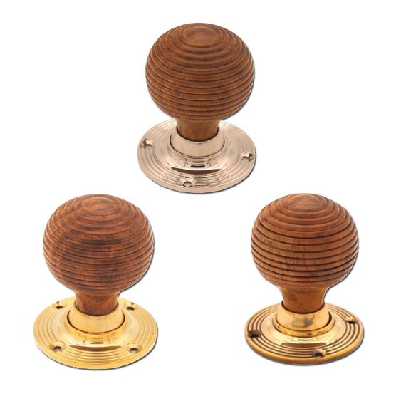 Ringed Mortice Round Door Handle Knob (Sprung) Satin Nickel - Pair