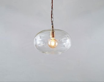 Clear Round Vintage Glass Pendant Light For Kitchen, Living Room, Bedroom Lighting | Contemporary Ceiling Light | Hanging Lights Home Decor