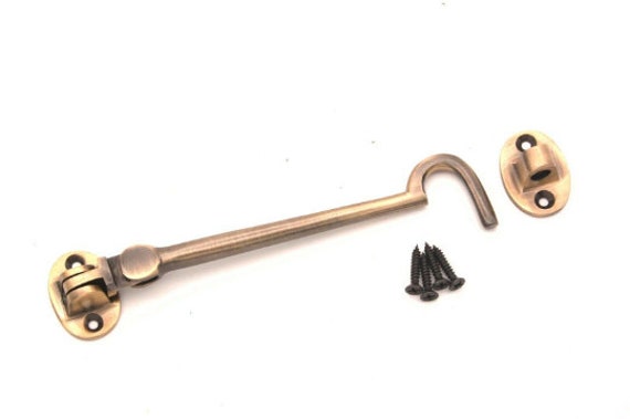6 150mm Cabin Hook and Eye Latch Lock Solid Brass Shed Door Gate