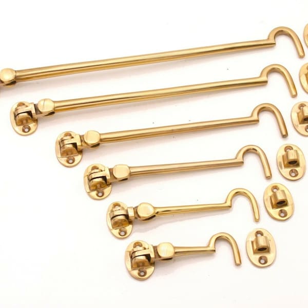 3"/4"/6"/8"/10"/12" Solid Polished Brass Heavy Duty Silent Cabin Hook and Eye