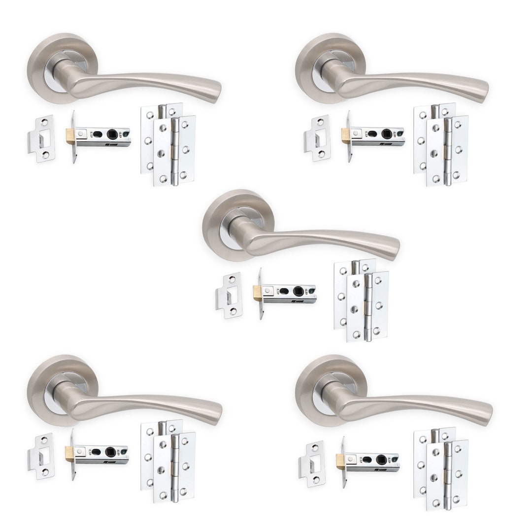 Infinity Decor Pack of 5 Twisted Lever on Rose Dual Tone Door Handles ...