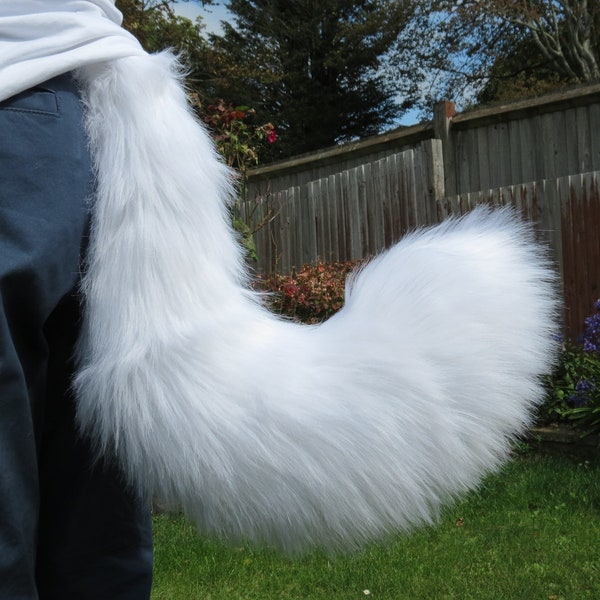 White / Black medium sized furry fursuit tail for partials/ cosplays