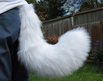 White / Black medium sized furry fursuit tail for partials/ cosplays