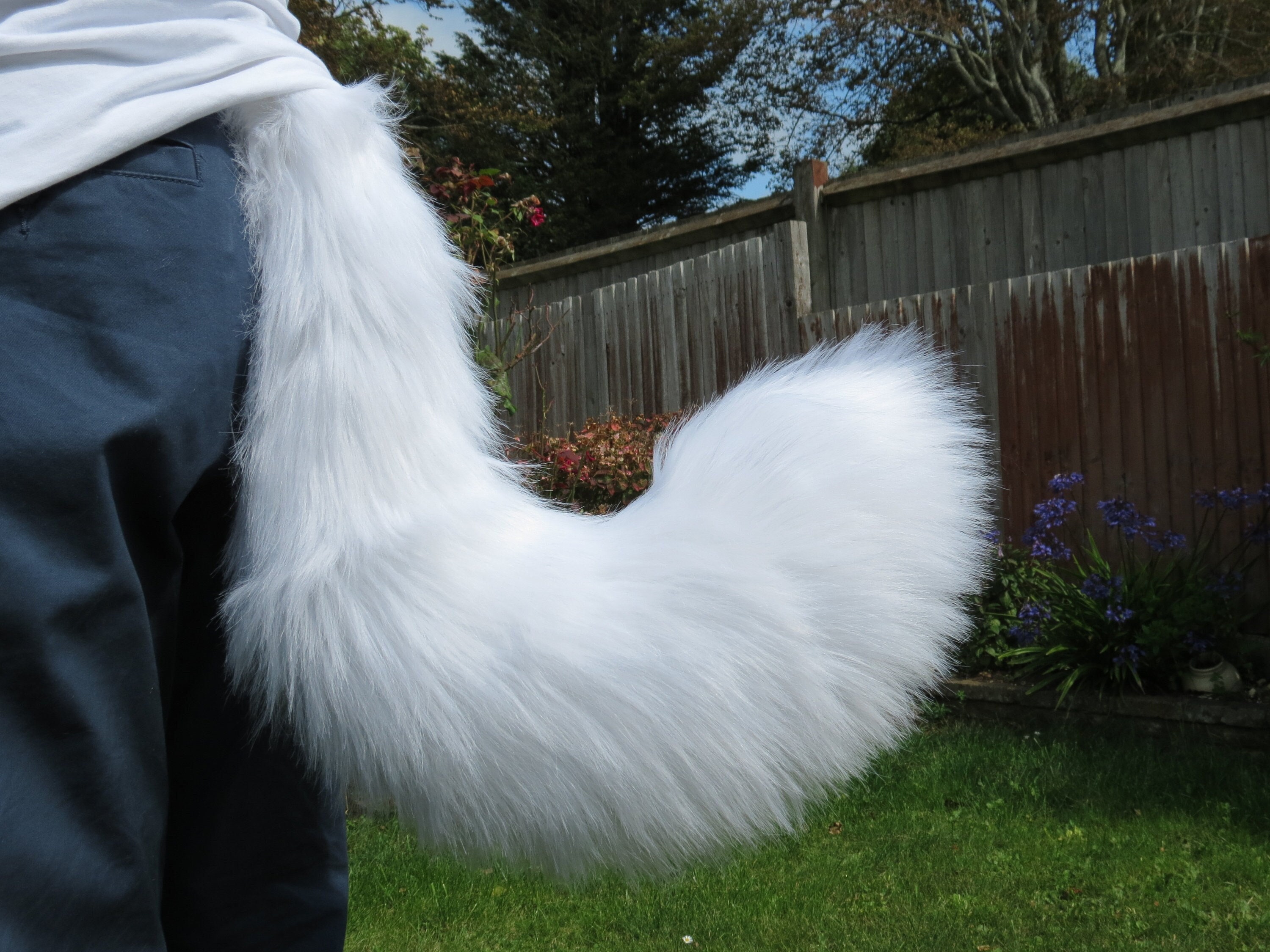White / Black Medium Sized Furry Fursuit Tail for Partials/ Etsy UK