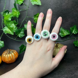 Eye See You Handmade Polymer Clay Eyeball Adjustable Rings