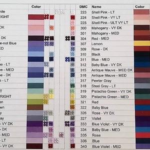 Printable Diamond Painting DMC Color Chart Downloadable - Etsy