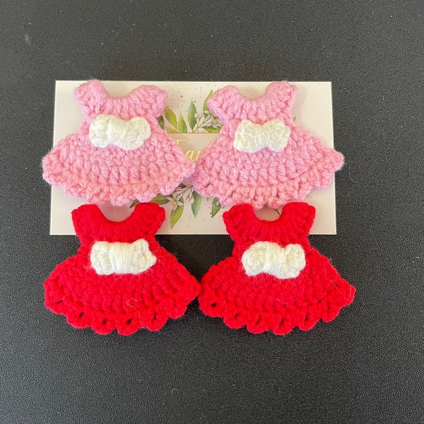 Crochet Mini Dresses  w/o Fridge Magnet | Set of 4 | Baby Shower Favors Girl | Valentine's day gift | Mini Dresses for loved ones | gift