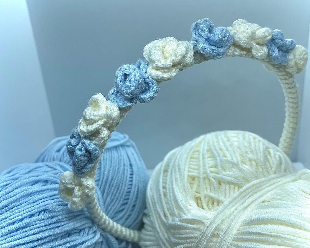 Blue Rose Flower Crown Handmade Crochet Crown for Baby Showers, Kids