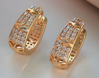Gold Diamond Huggie Hoops: Dainty Bridal Earrings