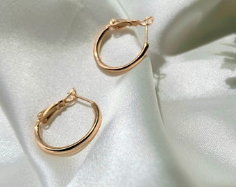 18k Gold Plated Hoop Earrings: Dainty Huggie Hoops