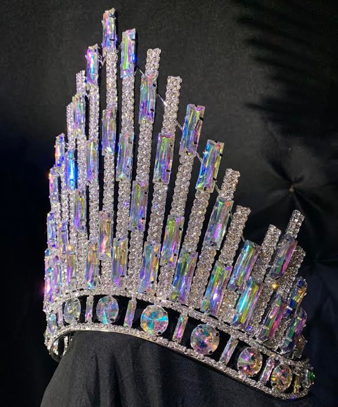 Rhinestone Large Pageant Crystal Crown Tiara Drag Queen 8 inch | Etsy