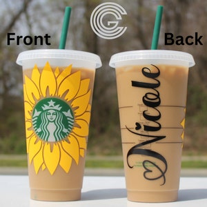 Starbucks Cup - Sunflower Starbucks Cup - Personalized Tumbler Cup - Birthday Gift - Custom Reusable Iced Coffee  Cup - Girls Trip