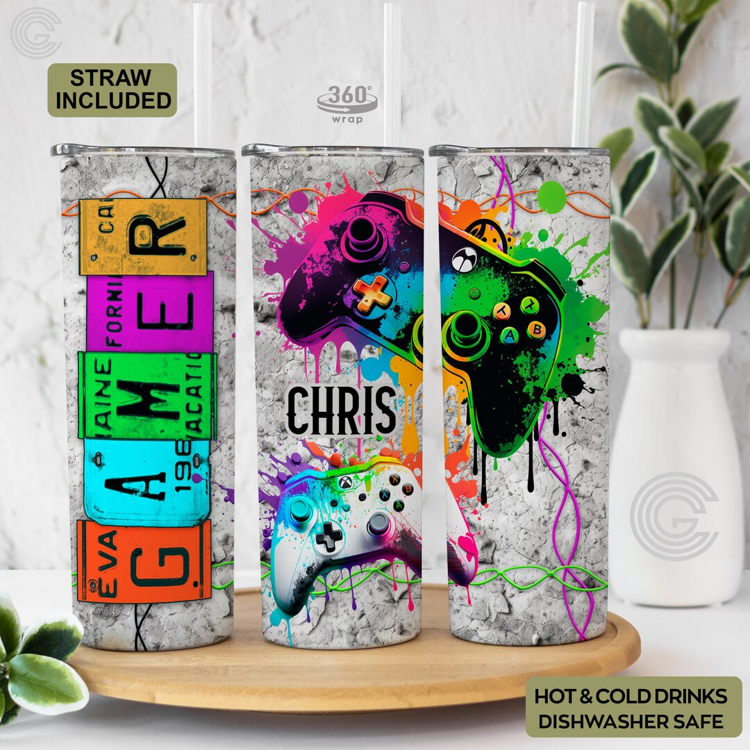 Personalized Gamer Tumbler Custom Video Gaming Gift, Christmas Birthday
