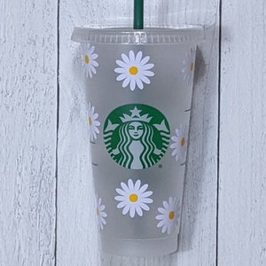 Daisy Flowers Starbucks Cup - Personalized Starbucks Cold Cup - Birthday Gift - Reusable Iced Coffee Tumbler - Custom Party Favor