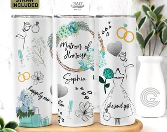 Personalized Matron of Honor Tumbler With Name - Custom Bachelorette Party Gift from Bride - Bridesmaid Proposal Gift - Bridal Shower Favors