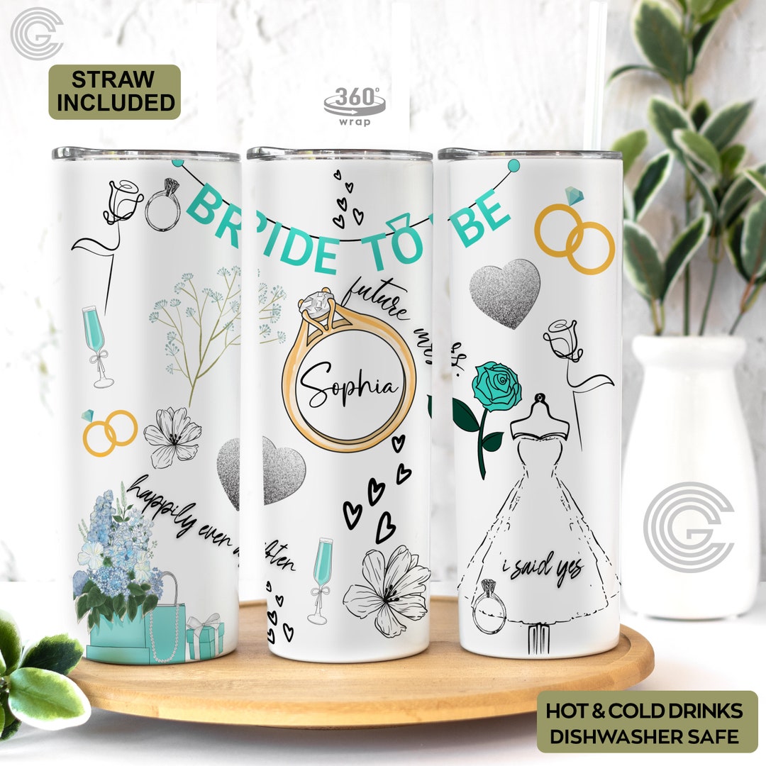 Personalized Bride Tumbler With Name Custom Bride to Be Gift Cup Wedding Gift for Bride Gift for