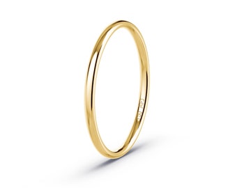 18k Solid Gold 1.5MM Yellow Gold Polished Mens Womens Comfort Fit Dome Wedding Band