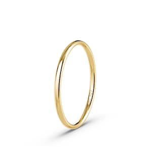 14k Solid Gold 1.5MM Yellow Gold Polished Mens Women&#39;s Comfort Fit Dome Wedding Band