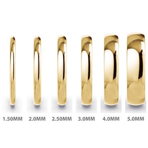 14K Solid Gold 5mm Yellow Gold Polished Mens Womens Comfort Fit Dome Wedding Band bild 4
