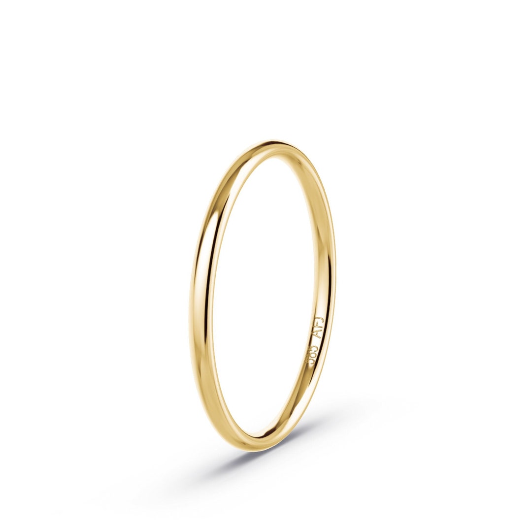 14k Solid Gold 1.5MM Yellow Gold Polished Wedding Band - Etsy