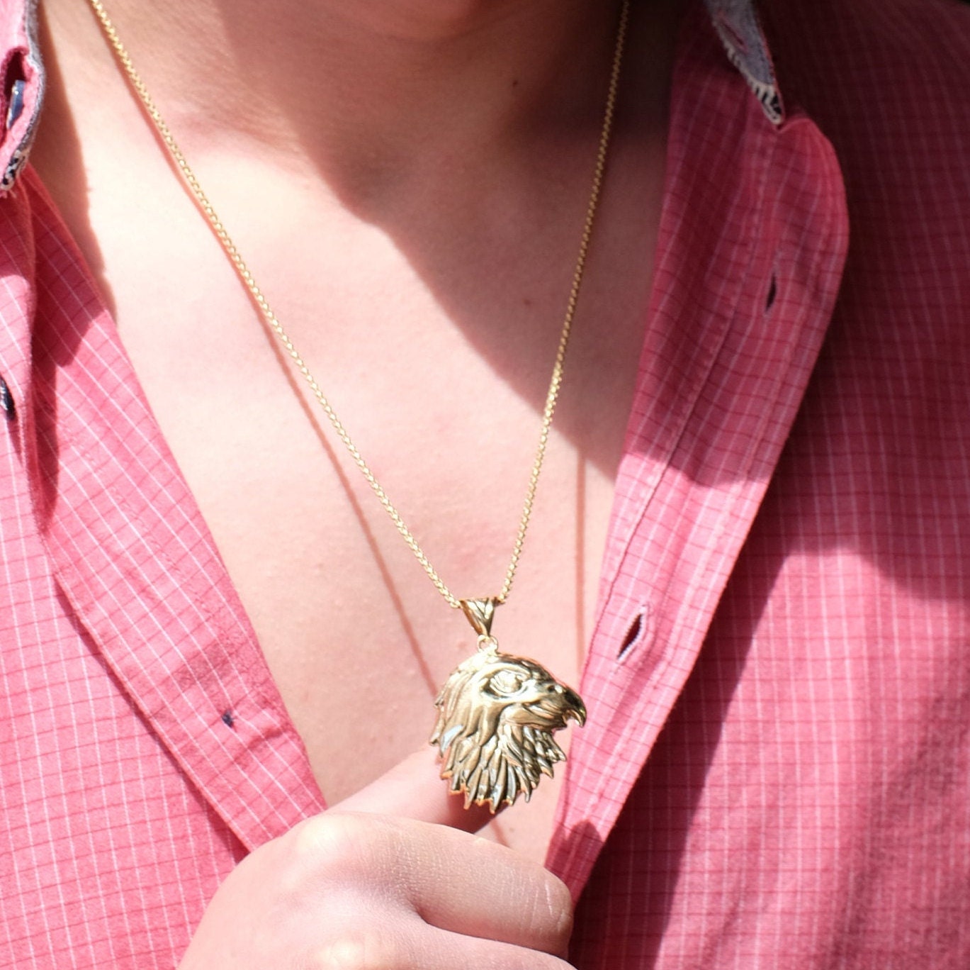 Eagle Pendant 14K Gold Personalized Eagle Jewelry Gift for Etsy