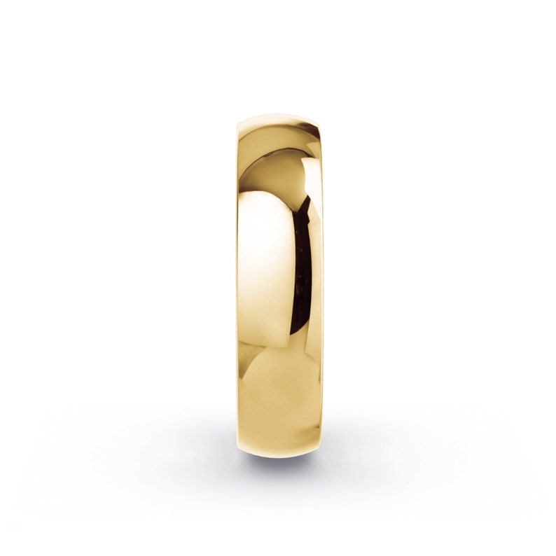 14K Solid Gold 5mm Yellow Gold Polished Mens Womens Comfort Fit Dome Wedding Band bild 3