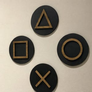 PlayStation Symbol Wood Wall Decor, Gaming Room Art