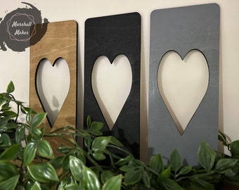 Wandkunst Herz, dekorative Wandplatte, Herz Wandbehang, Wandkunst, Herzdekor, rustikale Holzherzplatte, 3er Set