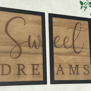 Sweet Dreams Wall Art. Wooden Signs, Rustic Wooden Signs, Framed Picture, Quote Sign, Bedroom Wall Art