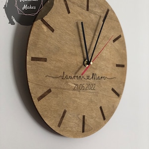 Personalised Wooden Clock, Anniversary Gift, Wedding Gift, Mothers Day Gift, Home Gift, Couples Clock, Wooden Anniversary Gift