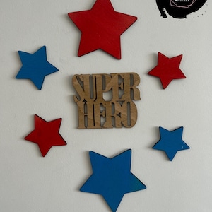 Houten muursterren, gemengde grootte, decoratie kinderkamer, kinderkamer, cadeau, set van 6 houten sterren, jongens/meisjes slaapkamer muurdecoratie, muuraccessoires