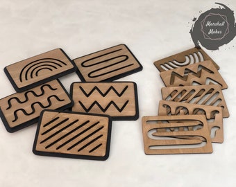 Montessori Wooden Tracing Boards, Writing Skills Stencil Set