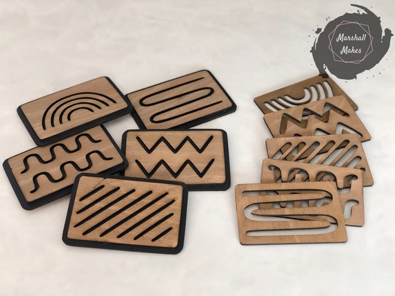 Montessori Wooden Tracing Boards, Writing Skills Stencil Set