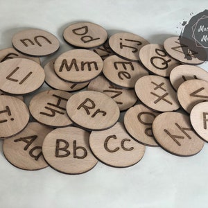 Tarjetas/Discos del Alfabeto / Aprendizaje Montessori, Mayúsculas y Minúsculas / Reconocimiento de Letras