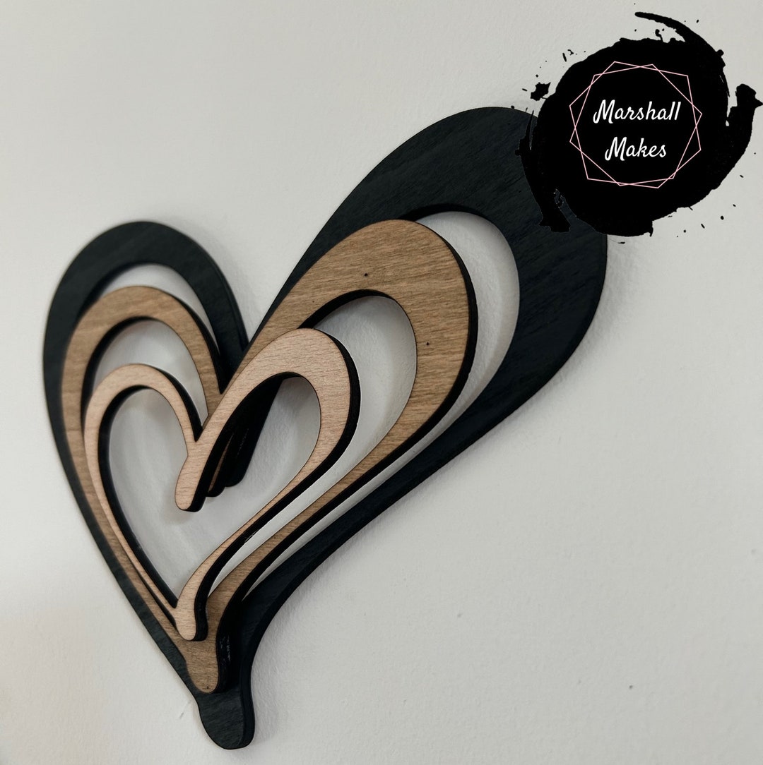 Rustic Heart Wall Decor Wooden Heart Triple Layered Wall Etsy UK