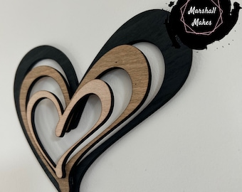 Rustic Heart Wall Decor, Wooden Heart, Triple layered Wall Art, Heart Wall Art, Heart Decor, Home Decor