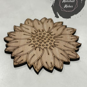 10x Wooden Sunflower Flower, Craft Shape 3 mm Ply, Plants, Garden, Nature, Mothers Day Crafts